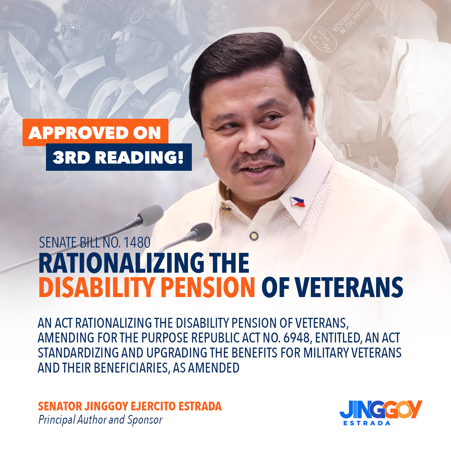 Jinggoy’s bill hiking veteran’s disability pension breezes through